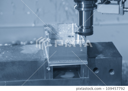 The CNC milling machine finish cut aluminum box part by solid flat end mill tool. 109457792