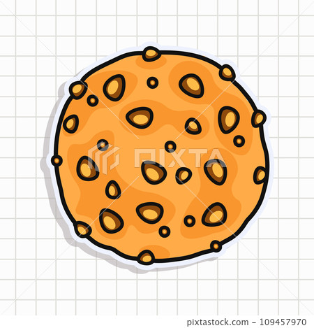 Cute funny Oatmeal cookies sticker. Vector hand drawn cartoon kawaii character illustration icon. Isolated on background. Oatmeal cookies card character concept Cute funny Oatmeal cookies sticker. Vector hand drawn cartoon kawaii character illustration icon. Isolated on background. Oatmeal cookies card character concept 109457970