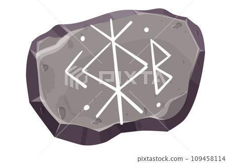 Rune stone mystery norse magic game symbols,sacred script in cartoon style isolated on white background. Collection scandinavian letters occult letters  109458114