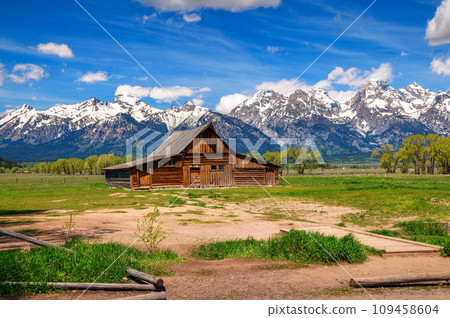 Historic T. A. Moulton Barn at Mormon Row in Grand Teton National Park, Wyoming 109458604