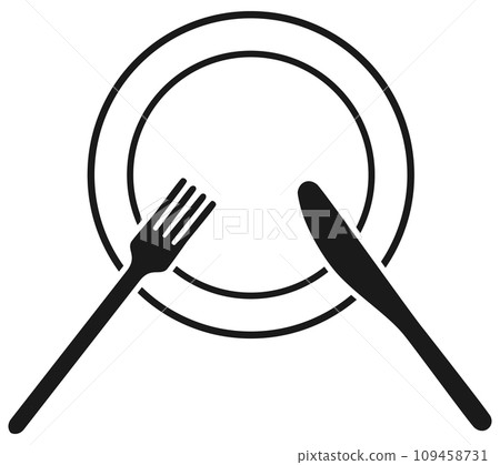 刀、叉和盤子圖示黑色 刀、叉和盤子圖示黑色 109458731