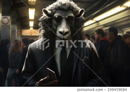 a sheep in a business suit, sheep businessman in a business suit . generative ai 109459084