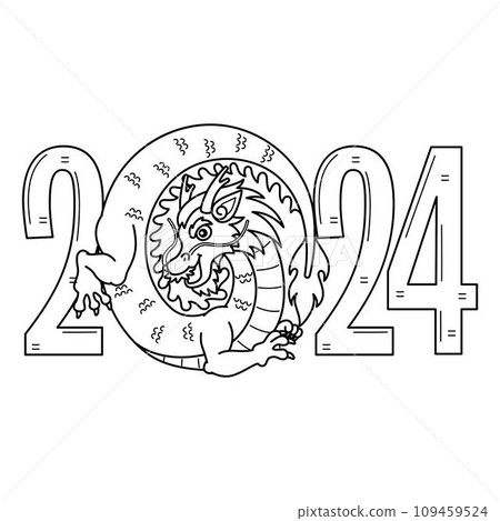 2024 Year Of The Dragon Isolated Coloring Page 109459524 PIXTA   109459524 