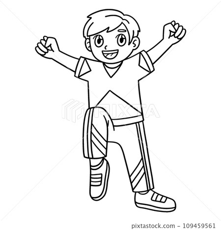 Cheerleader Boy Lifting Leg Raise Hands Isolated  109459561