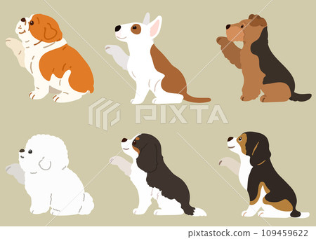 簡單可愛的中型狗狗牽手插畫，無主線 109459622