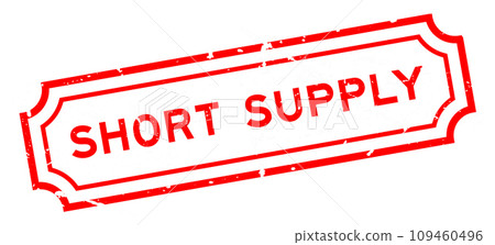 Grunge red short supply word square rubber stamp on white background 109460496