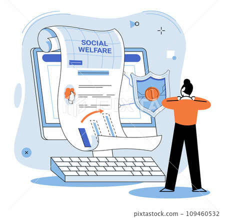 Social welfare. Vector illustration. Community assistance programs provide vital support to those in need The social welfare metaphor represents interconnectedness support and care Engaging in social 109460532