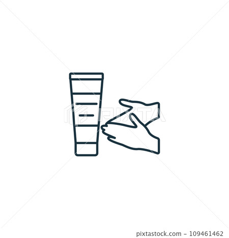 Hand cream icon. Monochrome simple sign from beauty and personal care collection. Hand cream iron icon for logo, templates, web design and infographics. Hand cream icon. Monochrome simple sign from beauty and personal care collection. Hand cream iron icon for logo, templates, web design and infographics. 109461462