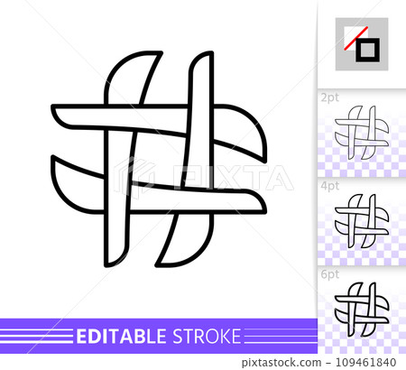 Hashtag single thin line icon. Social Media flat banner. Hash Tag poster. Linear pictogram. Simple illustration, outline symbol. Vector sign isolated on white. Editable stroke icons without fill Hashtag single thin line icon. Social Media flat banner. Hash Tag poster. Linear pictogram. Simple illustration, outline symbol. Vector sign isolated on white. Editable stroke icons without fill 109461840