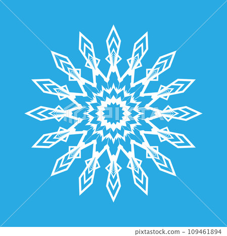 Vector illustration. White snowflake icon on a blue background. Winter. 109461894