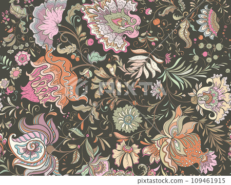 Fantasy flowers in retro, vintage, jacobean 109461915