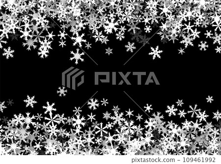 Christmas background with falling snowflakes. Winter holiday background or frame with pattern of layered snow. Christmas background with falling snowflakes. Winter holiday background or frame with pattern of layered snow. 109461992