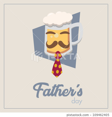 Hipster beer character with mustache Father day template Vector 109462405