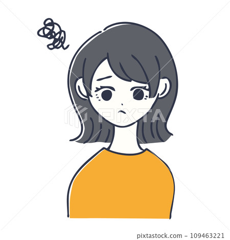 Upper body of a woman with a troubled expression 109463221
