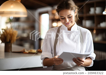 Restaurant Critic, Restaurant Manager, Chef with Restaurant Menu, Orthorexia Concept 109463322