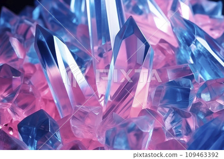 AI-generated content. Abstract background of pink-blue crystals with refraction of light 109463392