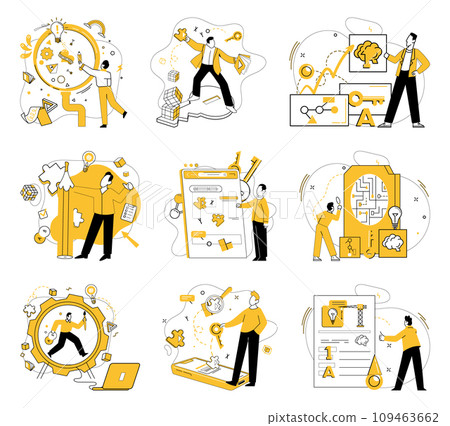 Creative process vector illustration. Change and development dance together, shaping contours creativity The creative process concept thrives on symbiotic relationship idea and solution 109463662