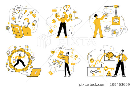 Creative process vector illustration. The creative process metaphor orchestrates symphony idea development Unique solutions blossom, born from delicate petals creative process Imagination propels Creative process vector illustration. The creative process metaphor orchestrates symphony idea development Unique solutions blossom, born from delicate petals creative process Imagination propels 109463699