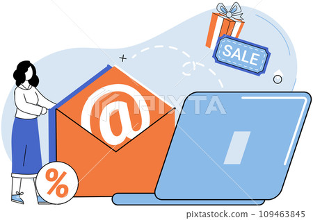 Email marketing vector illustration. Newsletter subscriptions provide valuable channel for disseminating news and updates Crafting persuasive messages is crucial for driving engagement and conversions 109463845