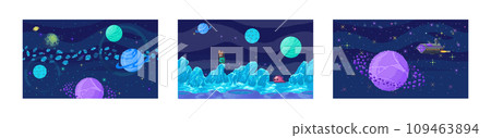 Space game. Vector illustration. Navigating through pixelated asteroid field tests your piloting skills in game The galactic space game offers glimpse into vast and interconnected universe 109463894