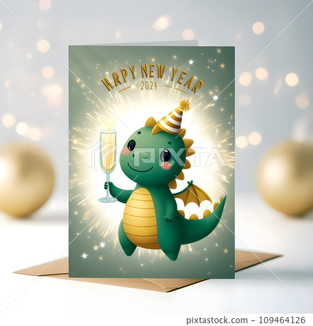 postcard new year 2024 year of the green dragon 109464126