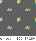 Seamless illustration with flowers on a gray background. Spring flowers. 109464180