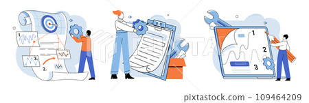 Business development. Vector illustration. Skillful management is vital for team cohesion and productivity Finding right profession requires self-discovery and exploration Job seekers navigate Business development. Vector illustration. Skillful management is vital for team cohesion and productivity Finding right profession requires self-discovery and exploration Job seekers navigate 109464209