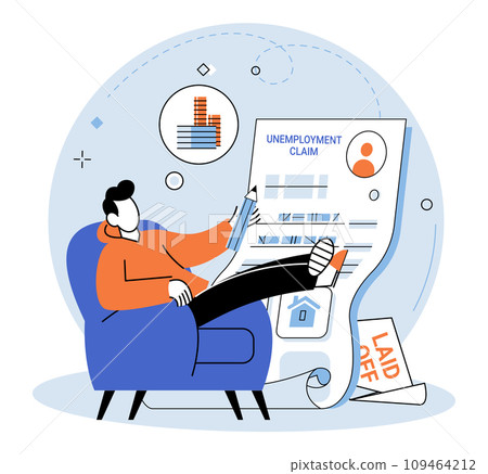 Unemployment. Vector illustration. Dismissal from job can result in feelings sadness and despair The recession has left substantial portion population jobless and struggling Unemployment rates provide 109464212