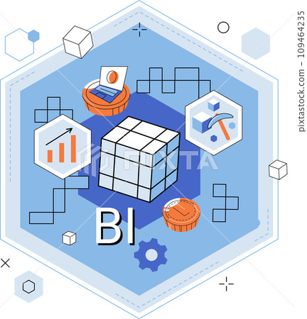 Business intelligence. Vector illustration Flat design elements create sleek and modern visual aesthetic Charts provide visual representation datpatterns and trends Development is essential Business intelligence. Vector illustration Flat design elements create sleek and modern visual aesthetic Charts provide visual representation datpatterns and trends Development is essential 109464235