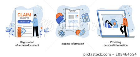 Claim vector illustration. Navigate paperwork landscape with ease, turning your claim into financial project Transform your claim into financial success story by mastering paperwork Secure Claim vector illustration. Navigate paperwork landscape with ease, turning your claim into financial project Transform your claim into financial success story by mastering paperwork Secure 109464554
