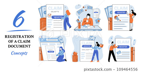 Claim vector illustration. Register your claim effortlessly, turning complex paperwork into straightforward process Compensate wisely by navigating claim form with clear financial statement Turn Claim vector illustration. Register your claim effortlessly, turning complex paperwork into straightforward process Compensate wisely by navigating claim form with clear financial statement Turn 109464556