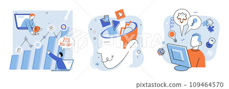 Innovative solution vector illustration. The alchemy innovation turns aspirations into gold, enriching soil business success The heartbeat success is composed by orchestrated notes innovation 109464570