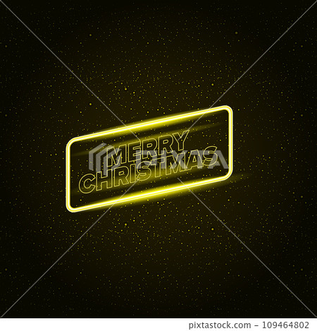 Merry Christmas square banner with neon greeting text and night stars and lights. Merry Christmas flyer, card or invitation with starry space and text Merry Christmas square banner with neon greeting text and night stars and lights. Merry Christmas flyer, card or invitation with starry space and text 109464802