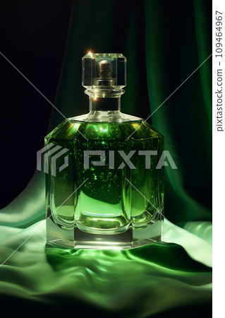 A photo of a emerald green perfume with soft aroma and fragrance, fashion beauty product 109464967