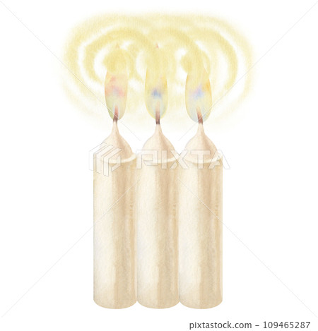 Watercolor candles with flame and light for illustrations for Christmas, Candlemas, wedding, birthday, Easter, magic, memorial day, spa and relaxation for invitations, cards, social posts, banner Watercolor candles with flame and light for illustrations for Christmas, Candlemas, wedding, birthday, Easter, magic, memorial day, spa and relaxation for invitations, cards, social posts, banner 109465287