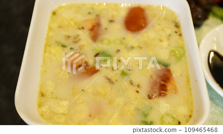 Soto also known as sroto, tauto, saoto, or coto is a traditional Indonesian soup mainly composed of broth, meat, and vegetables commonly consist of coconut milk. 109465468