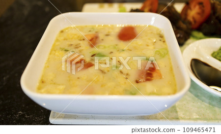 Soto also known as sroto, tauto, saoto, or coto is a traditional Indonesian soup mainly composed of broth, meat, and vegetables commonly consist of coconut milk. Soto also known as sroto, tauto, saoto, or coto is a traditional Indonesian soup mainly composed of broth, meat, and vegetables commonly consist of coconut milk. 109465471