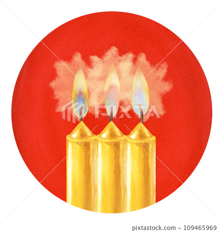 Watercolor candles with flame and light for illustrations for Christmas, Candlemas, wedding, birthday, Easter, magic, memorial day, spa and relaxation for invitations, cards, social posts, banner Watercolor candles with flame and light for illustrations for Christmas, Candlemas, wedding, birthday, Easter, magic, memorial day, spa and relaxation for invitations, cards, social posts, banner 109465969