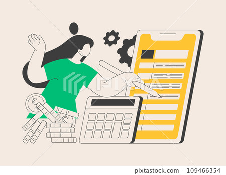 Mobile app tax filing software abstract concept vector illustration. Mobile app tax filing software abstract concept vector illustration. 109466354