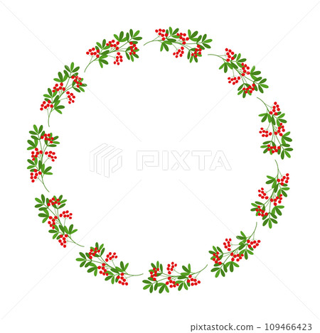 Christmas round floral wreath frame. Winter holiday decoration 109466423