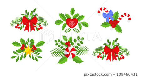 Christmas wreath design element set. Spruce evergreen branch 109466431