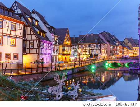 Christmas street at night, Colmar, Alsace, France Christmas street at night, Colmar, Alsace, France 109466437