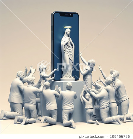 crowd of people worshiping smartphone crowd of people worshiping smartphone 109466756