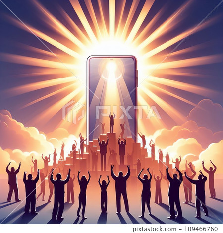 crowd of people worshiping smartphone 109466760
