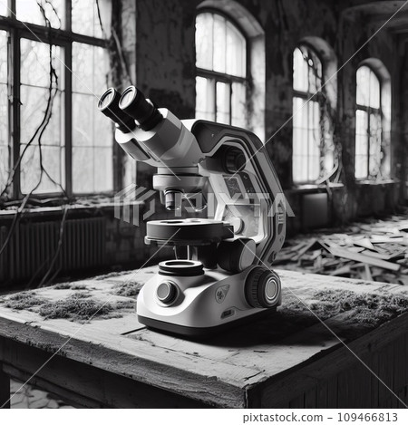 modern medical electronic device in a destroyed old room modern medical electronic device in a destroyed old room 109466813