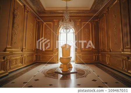 Luxury Royal Toilet Bowl in Palace Hall Center, Gilded Baroque Toilet, Vip Toilet for Vip Persons 109467031