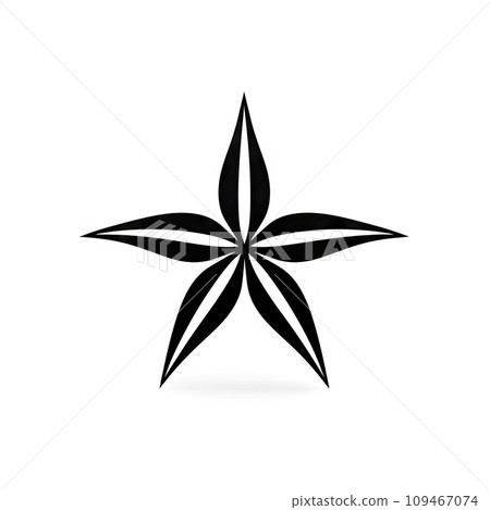 Starfish Icon, Star Shaped Echinoderm Marine Creature Black Logo, Seaside Fauna Zoo Habitat Isolated 109467074