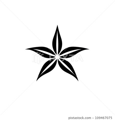 Starfish Icon, Star Shaped Echinoderm Marine Creature Black Logo, Seaside Fauna Zoo Habitat Isolated 109467075