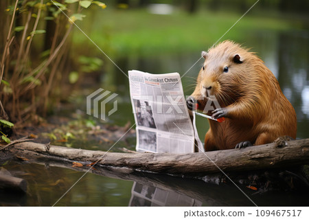 Capibara is reading the newspaper Capibara is reading the newspaper 109467517