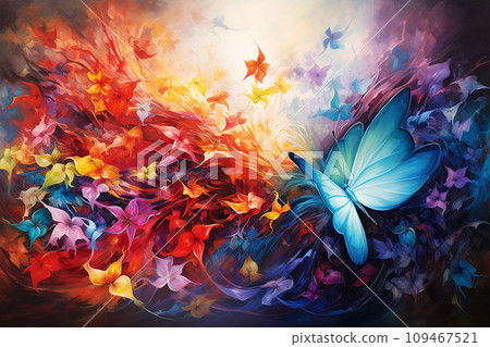 Abstract contemporary art with butterflies 109467521